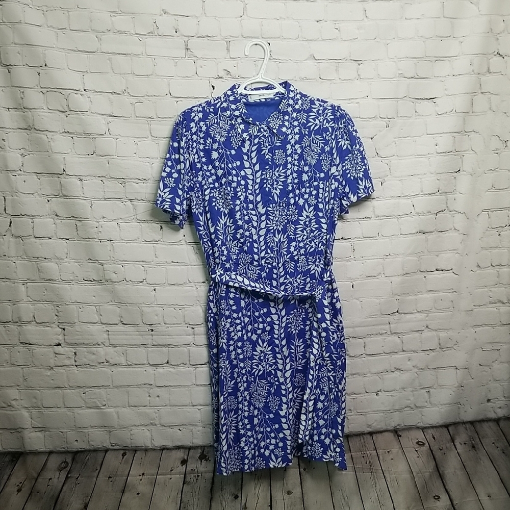 Mango Women's Blue White Floral Dress Large